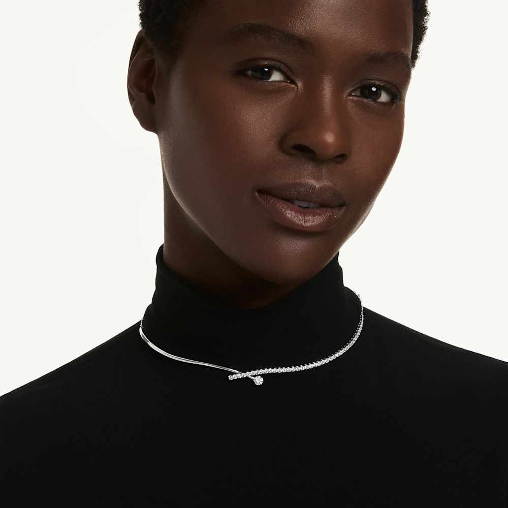 Collana Swarovski Matrix Taglio Round Bianca Placcata Rodio