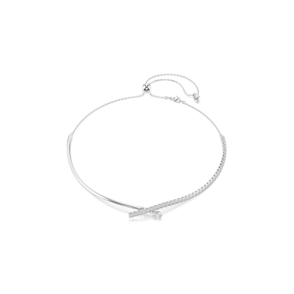 Collana Swarovski Matrix Taglio Round Bianca Placcata Rodio