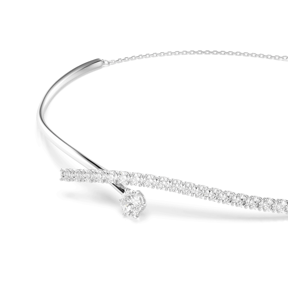 Collana Swarovski Matrix Taglio Round Bianca Placcata Rodio