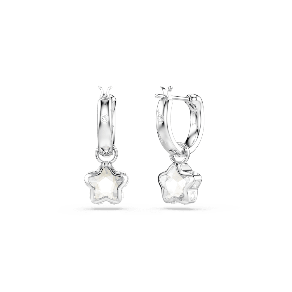 Orecchini pendenti Swarovski Chroma, Taglio misto, Stella, Bianchi, Placcato rodio