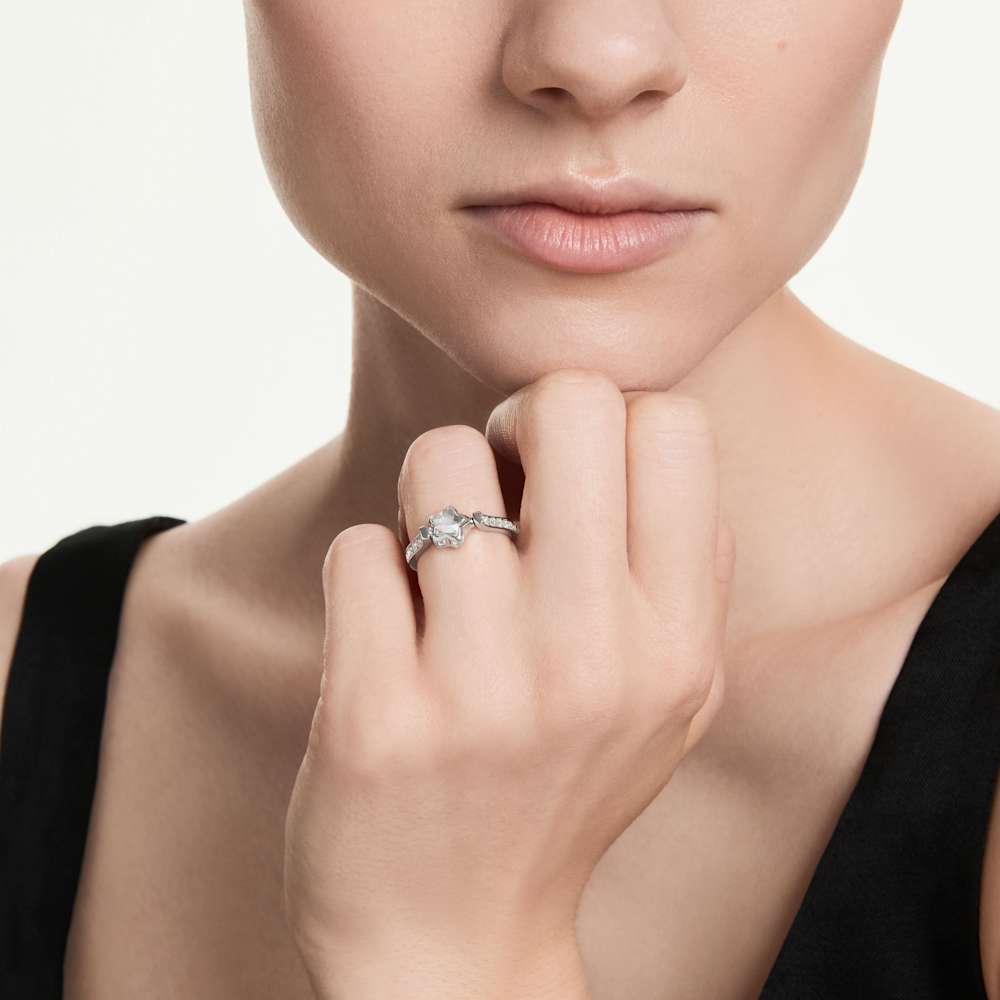 Anello Swarovski Chroma Taglio misto Stella Bianco Placcato rodio - Misura 50