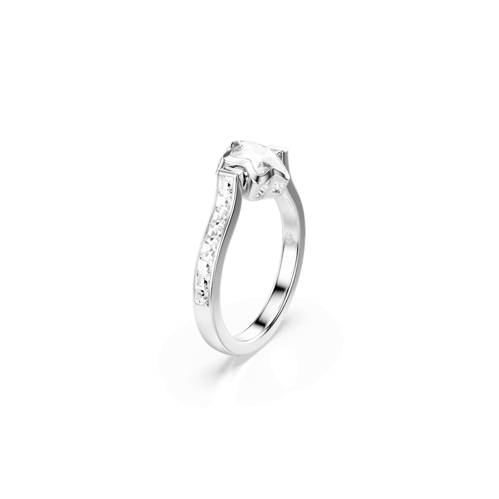 Anello Swarovski Chroma Taglio misto Stella Bianco Placcato rodio - Misura 50