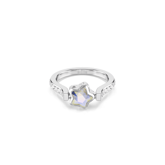 Anello Swarovski Chroma, Taglio misto, Stella, Bianco, Placcato rodio - Misura 52