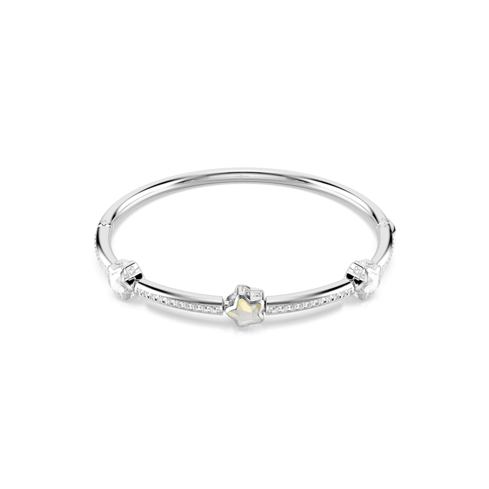 Bracciale Rigido Swarovski Chroma, Taglio misto, Stella, Bianco, Placcato rodio - Misura M