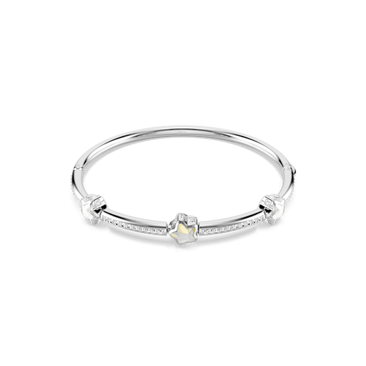 Bracciale Rigido Swarovski Chroma, Taglio misto, Stella, Bianco, Placcato rodio - Misura M
