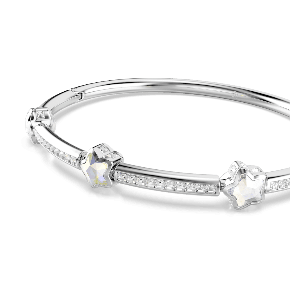 Bracciale Rigido Swarovski Chroma, Taglio misto, Stella, Bianco, Placcato rodio - Misura M