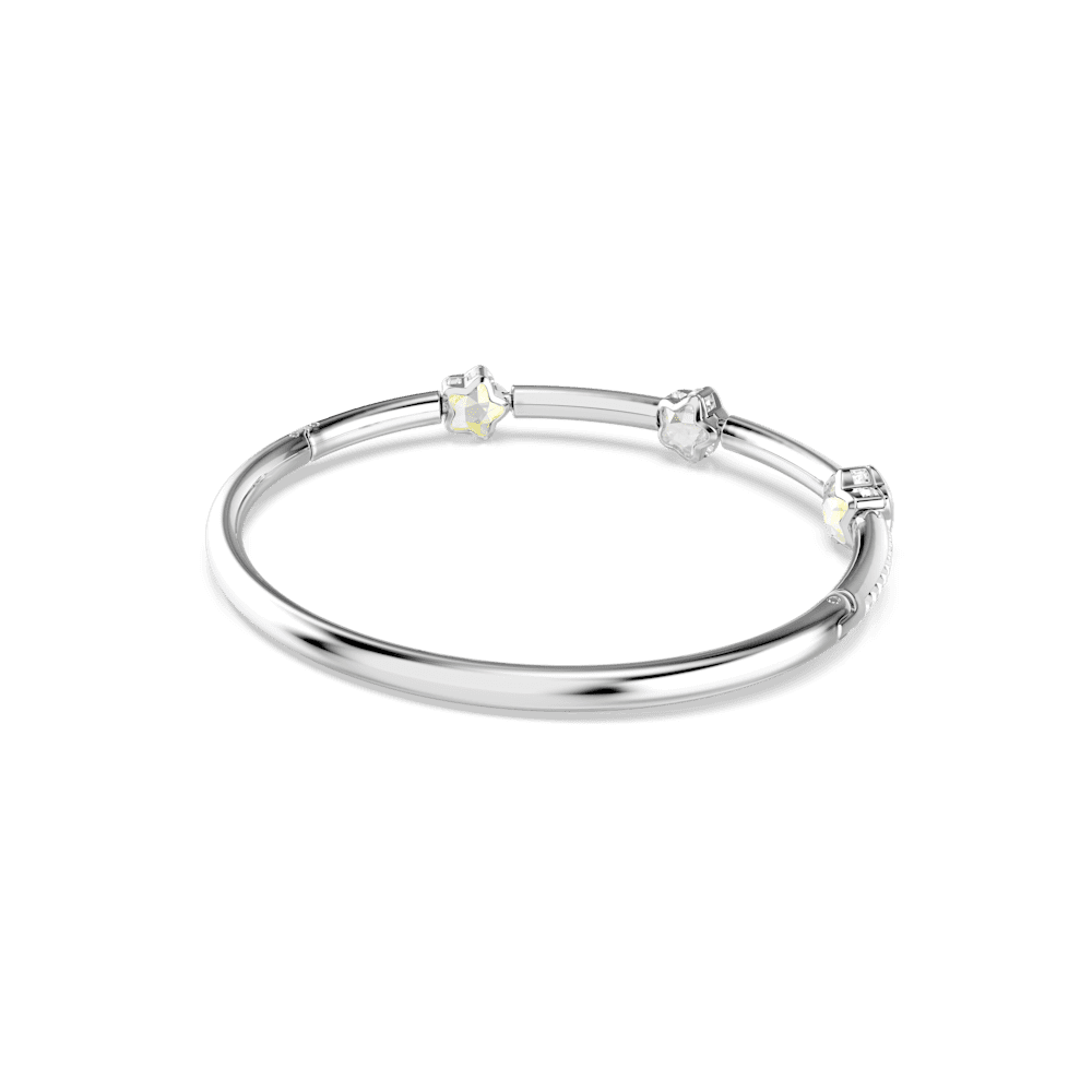 Bracciale Rigido Swarovski Chroma, Taglio misto, Stella, Bianco, Placcato rodio - Misura M