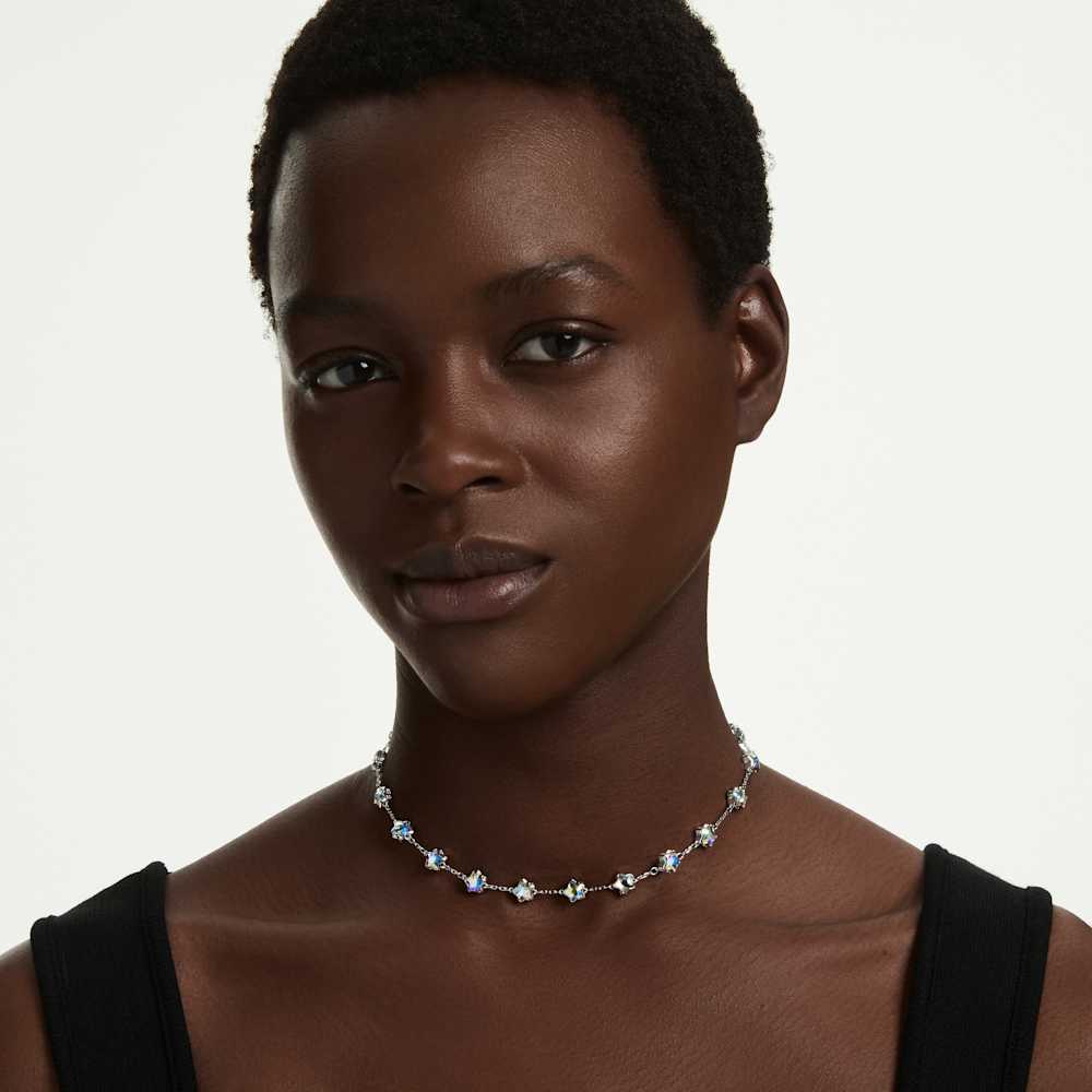 Collana Swarovski Chroma, Taglio misto, Stella, Bianca, Placcato rodio