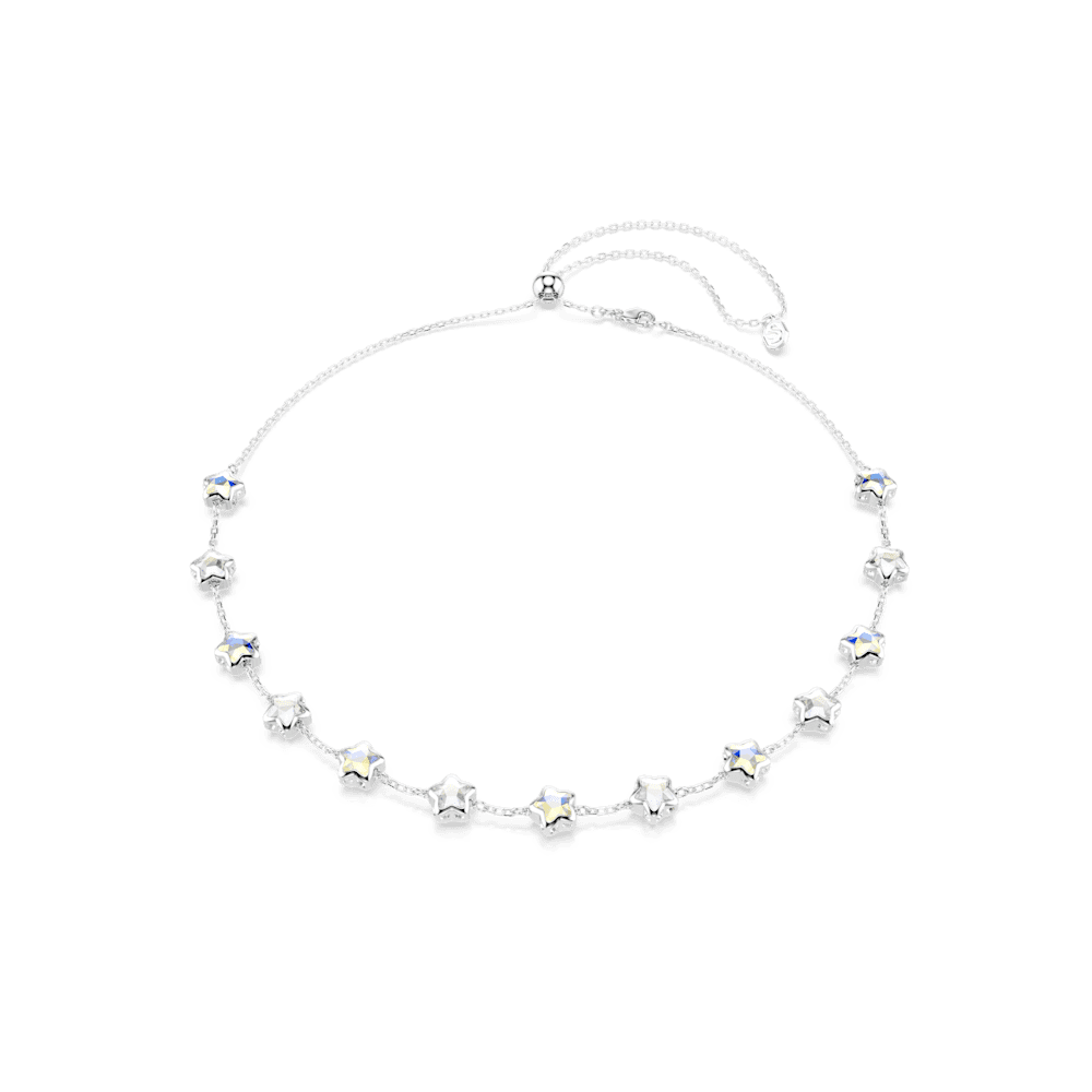 Collana Swarovski Chroma, Taglio misto, Stella, Bianca, Placcato rodio