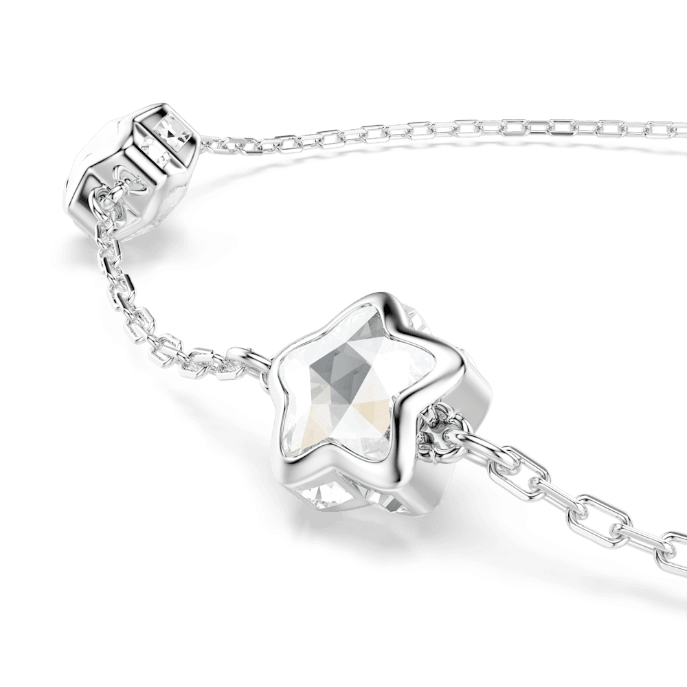 Braccialetto Swarovski Chroma, Stella, Bianco, Placcato rodio