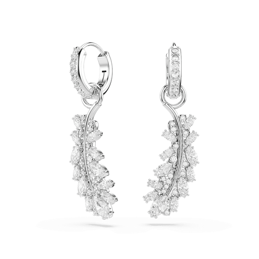 Orecchini Swarovski Vienna Taglio misto Piuma Bianchi Placcato Rodio