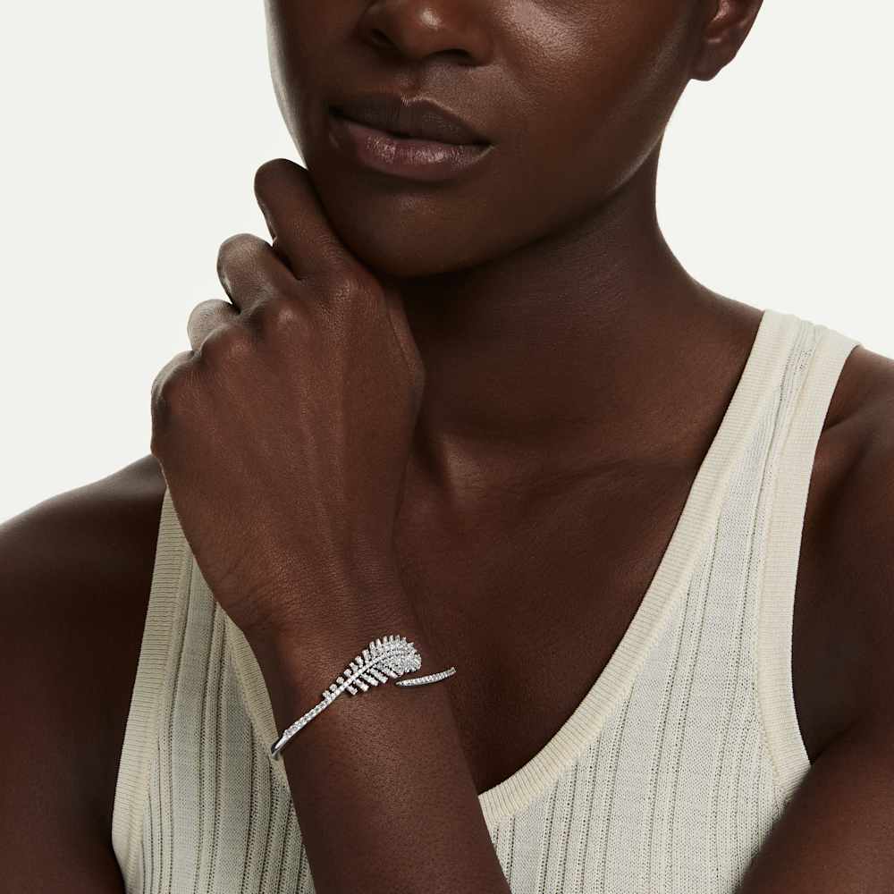 Bracciale Rigido Swarovski Vienna Taglio misto Piuma Bianco Placcato Rodio M