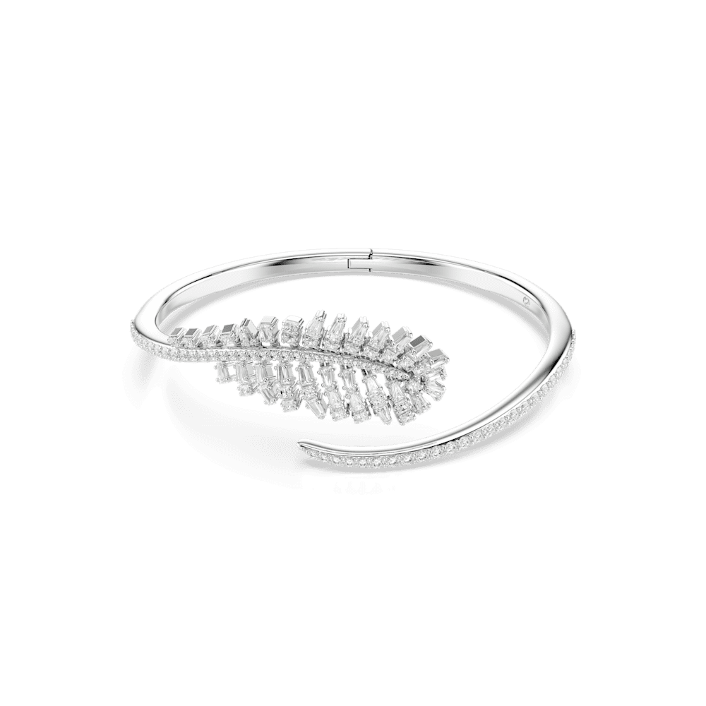 Bracciale Rigido Swarovski Vienna Taglio misto Piuma Bianco Placcato Rodio M