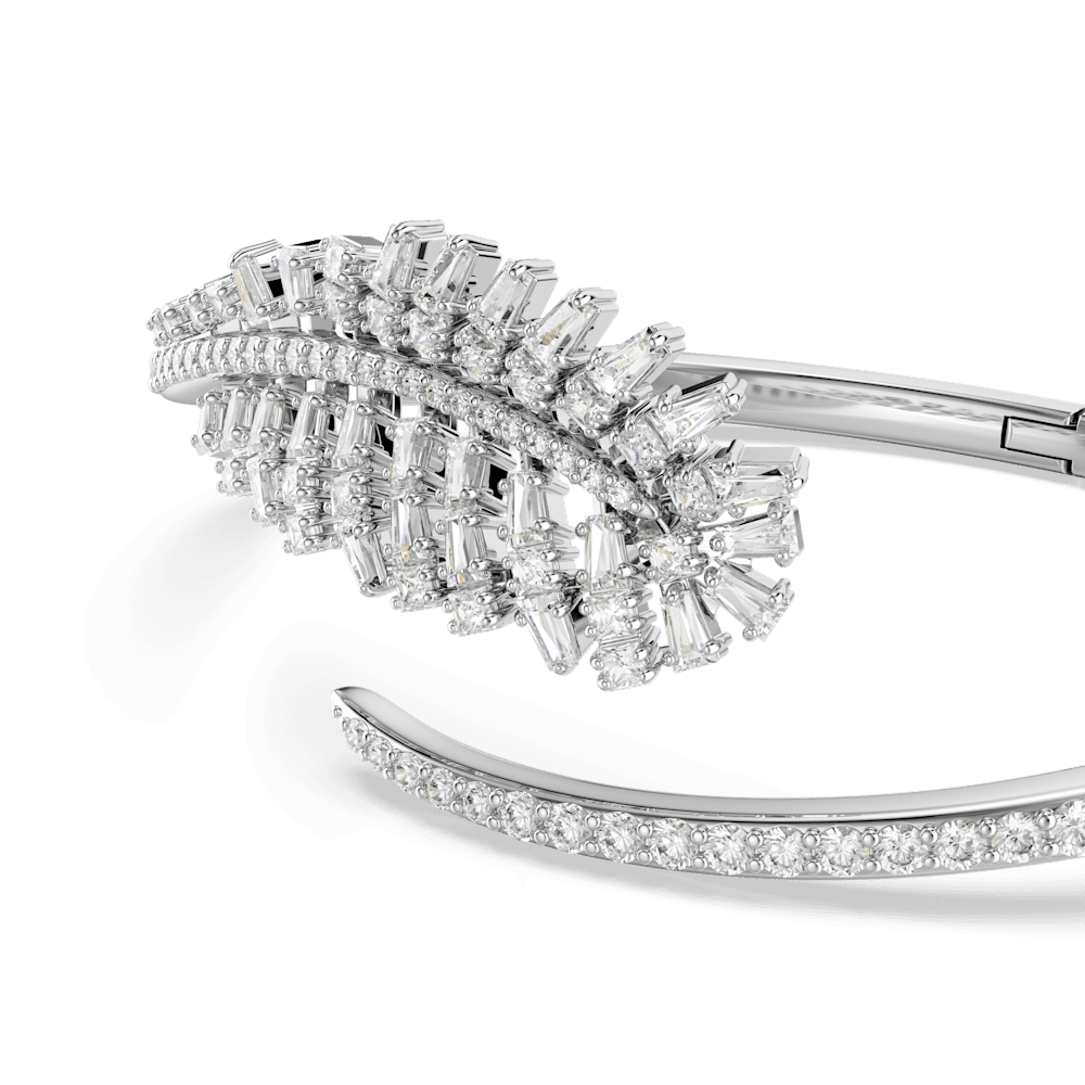 Bracciale Rigido Swarovski Vienna Taglio misto Piuma Bianco Placcato Rodio M
