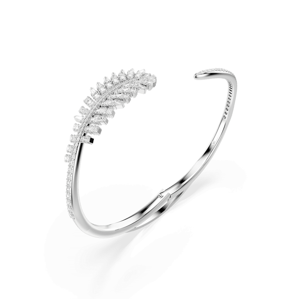 Bracciale Rigido Swarovski Vienna Taglio misto Piuma Bianco Placcato Rodio M