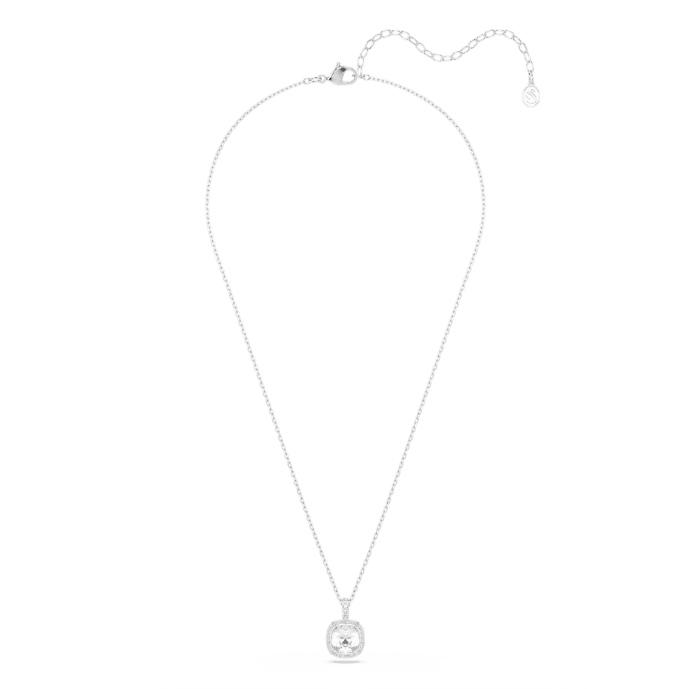 Collana con Pendente Swarovski Una Angelic Taglio Cushion Bianco Placcato Rodio