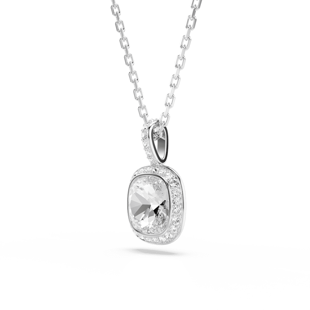 Collana con Pendente Swarovski Una Angelic Taglio Cushion Bianco Placcato Rodio