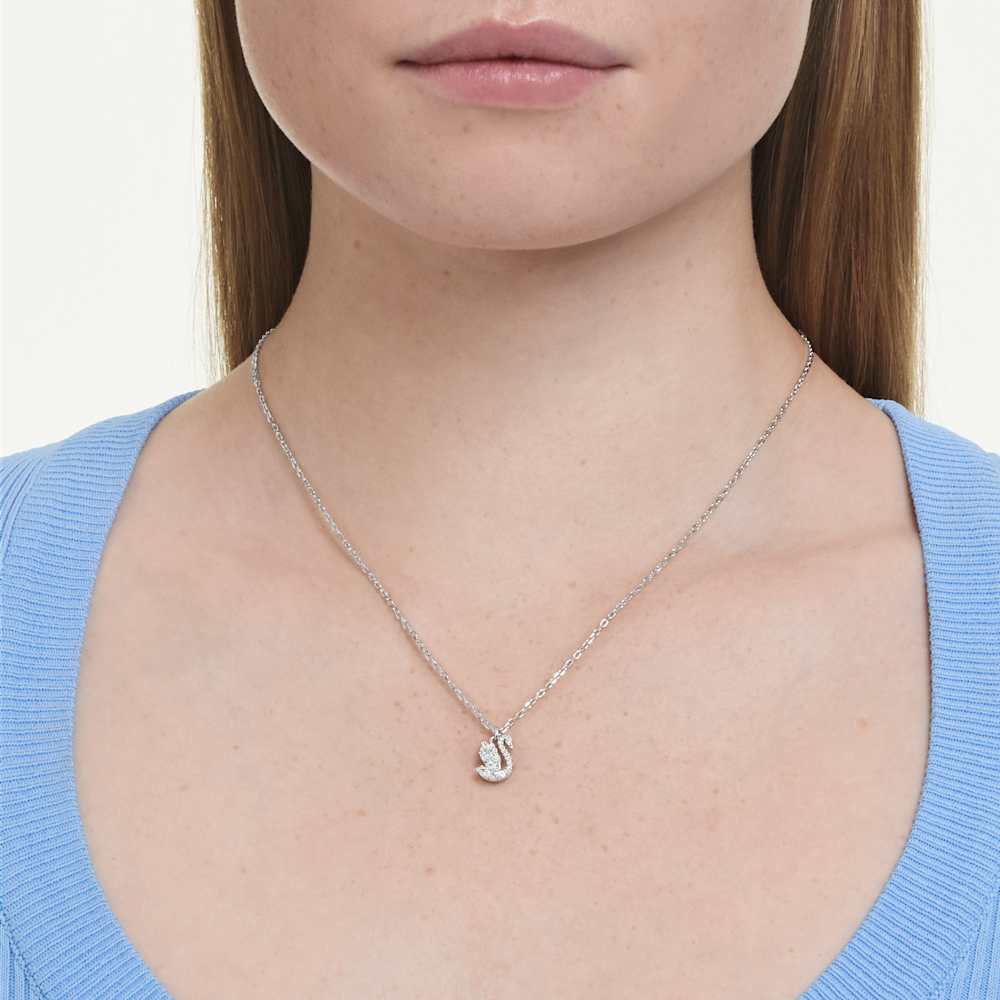 Collana Swarovski Swan Taglio misto Cigno Bianco Placcato Rodio