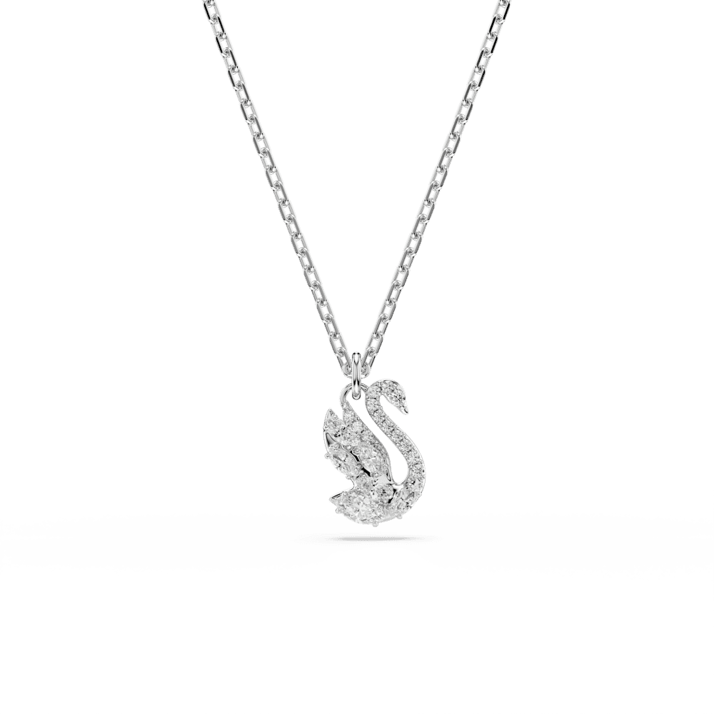 Collana Swarovski Swan Taglio misto Cigno Bianco Placcato Rodio