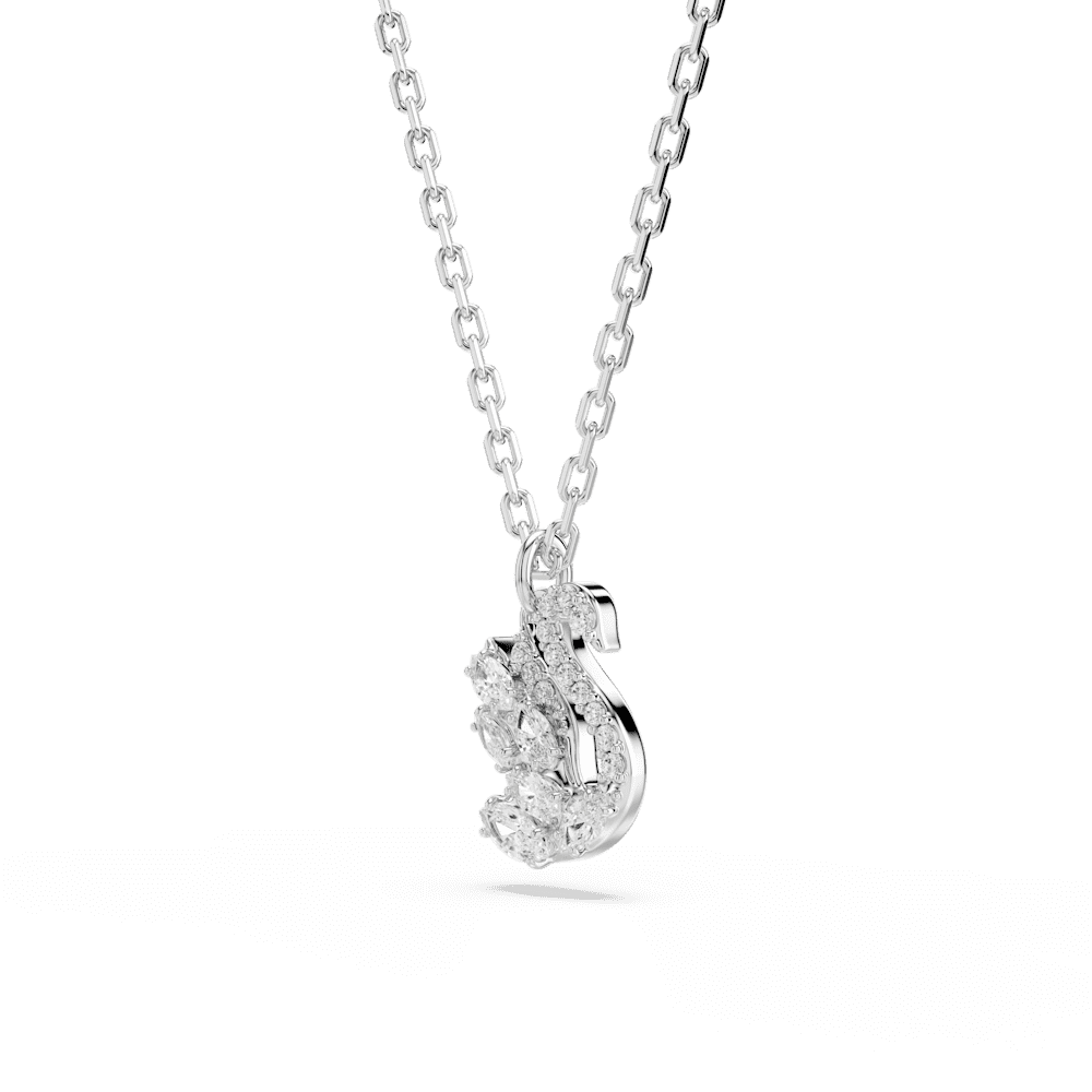 Collana Swarovski Swan Taglio misto Cigno Bianco Placcato Rodio