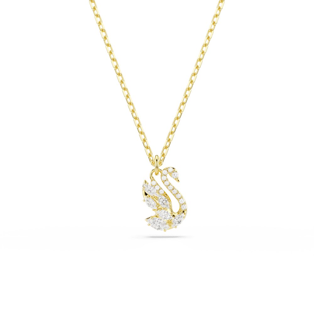 Collana Swarovski Swan Taglio misto Cigno Bianco Finitura oro 18 Kt