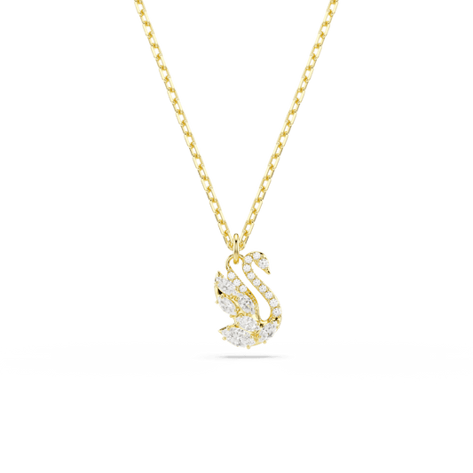 Collana Swarovski Swan Taglio misto Cigno Bianco Finitura oro 18 Kt