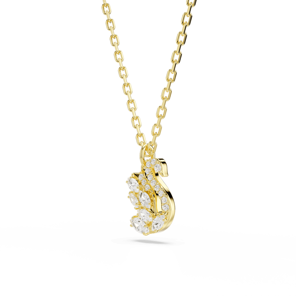 Collana Swarovski Swan Taglio misto Cigno Bianco Finitura oro 18 Kt