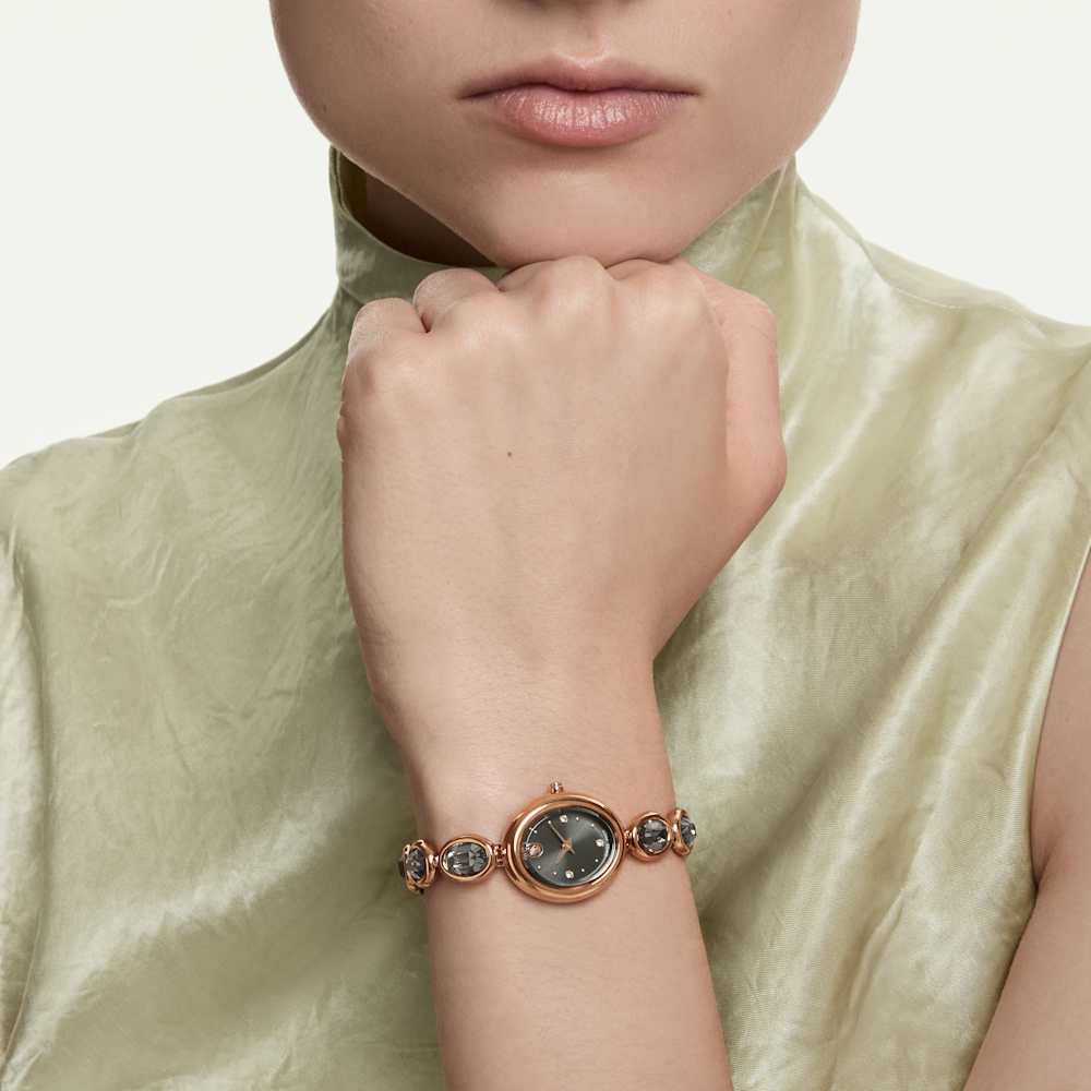 Orologio Swarovski Imber oval Bracciale di metallo Nero Finitura in tono oro rosa