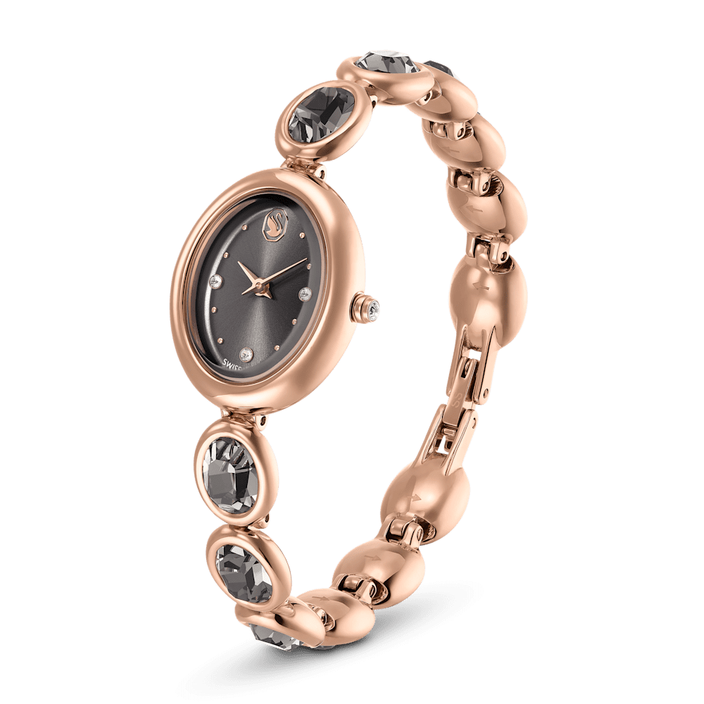 Orologio Swarovski Imber oval Bracciale di metallo Nero Finitura in tono oro rosa