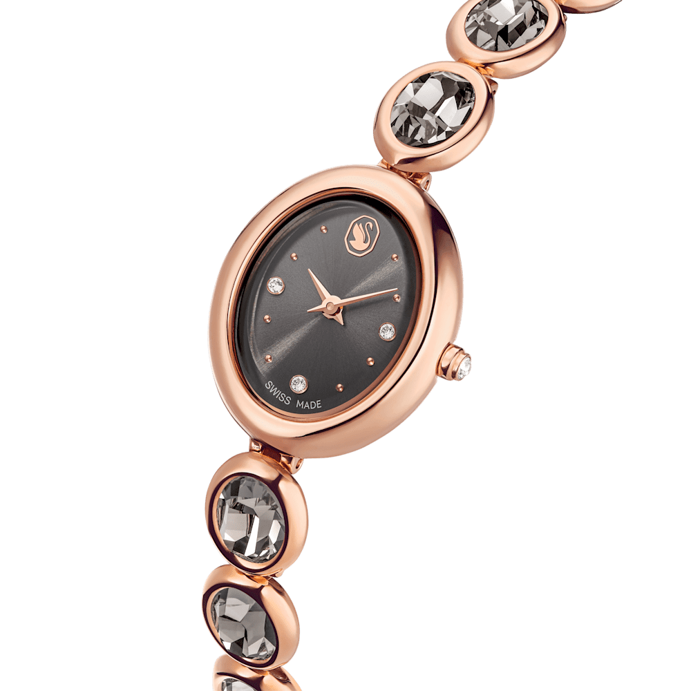 Orologio Swarovski Imber oval Bracciale di metallo Nero Finitura in tono oro rosa