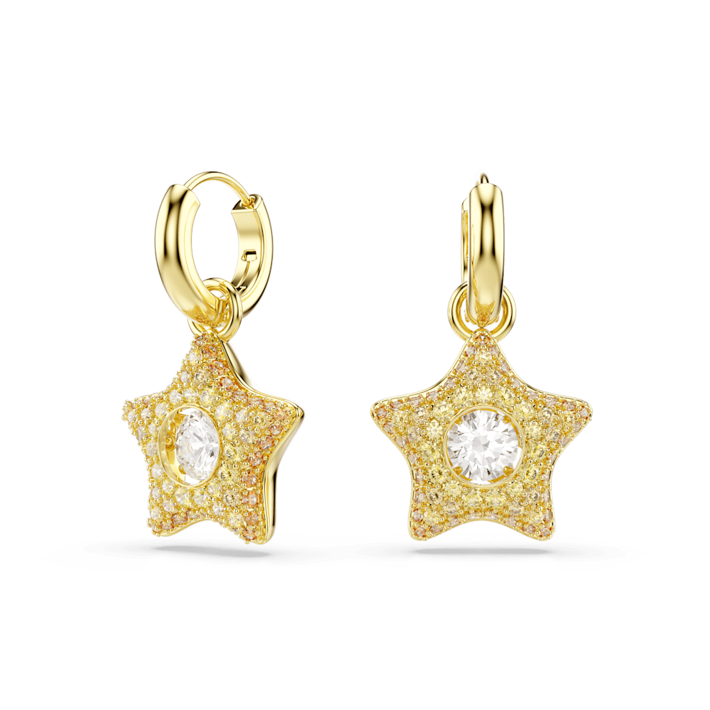 Orecchini Pendenti Swarovski Sublima, Taglio Round, Stella, Bianchi, Finitura oro 18K