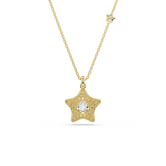 Collana Pendente Swarovski Sublima, Taglio Round, Stella, Bianco, Finitura oro 18K