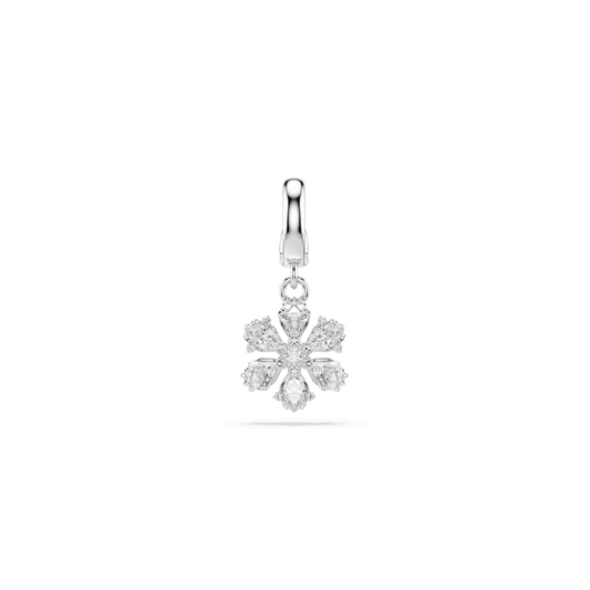 Charm Swarovski Idyllia, Taglio misto, Fiocco Di Neve, Bianco, Placcato rodio