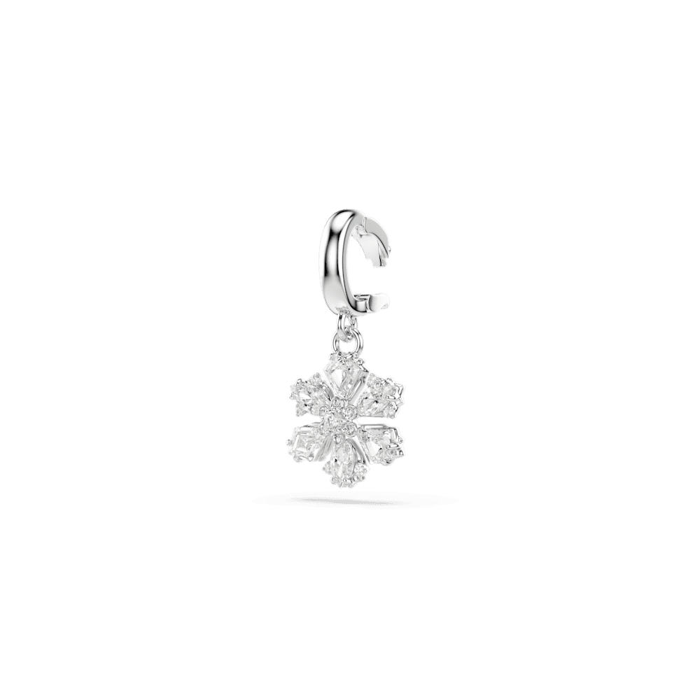 Charm Swarovski Idyllia, Taglio misto, Fiocco Di Neve, Bianco, Placcato rodio