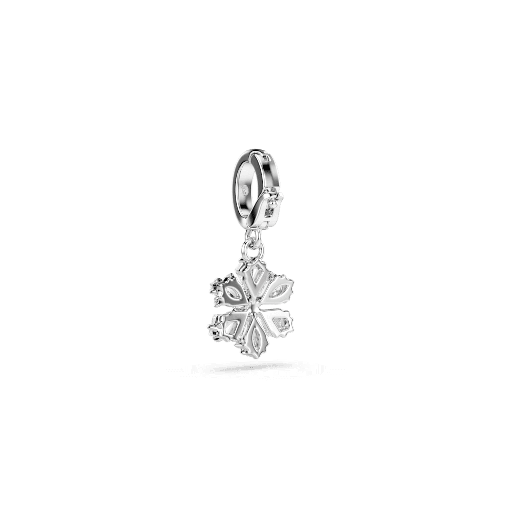 Charm Swarovski Idyllia, Taglio misto, Fiocco Di Neve, Bianco, Placcato rodio