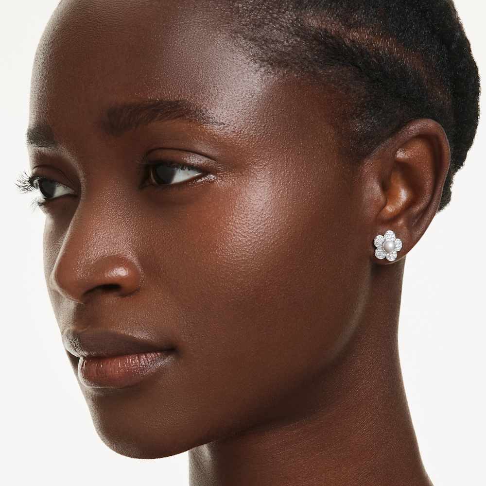 Orecchini a Lobo Ariana Grande x Swarovski Crystal Pearl Fiore Placcato rodio