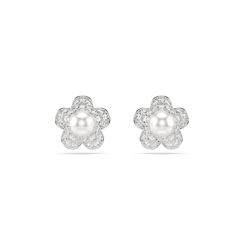 Orecchini a Lobo Ariana Grande x Swarovski Crystal Pearl Fiore Placcato rodio