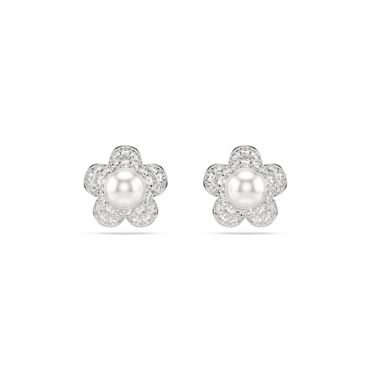 Orecchini a Lobo Ariana Grande x Swarovski Crystal Pearl Fiore Placcato rodio