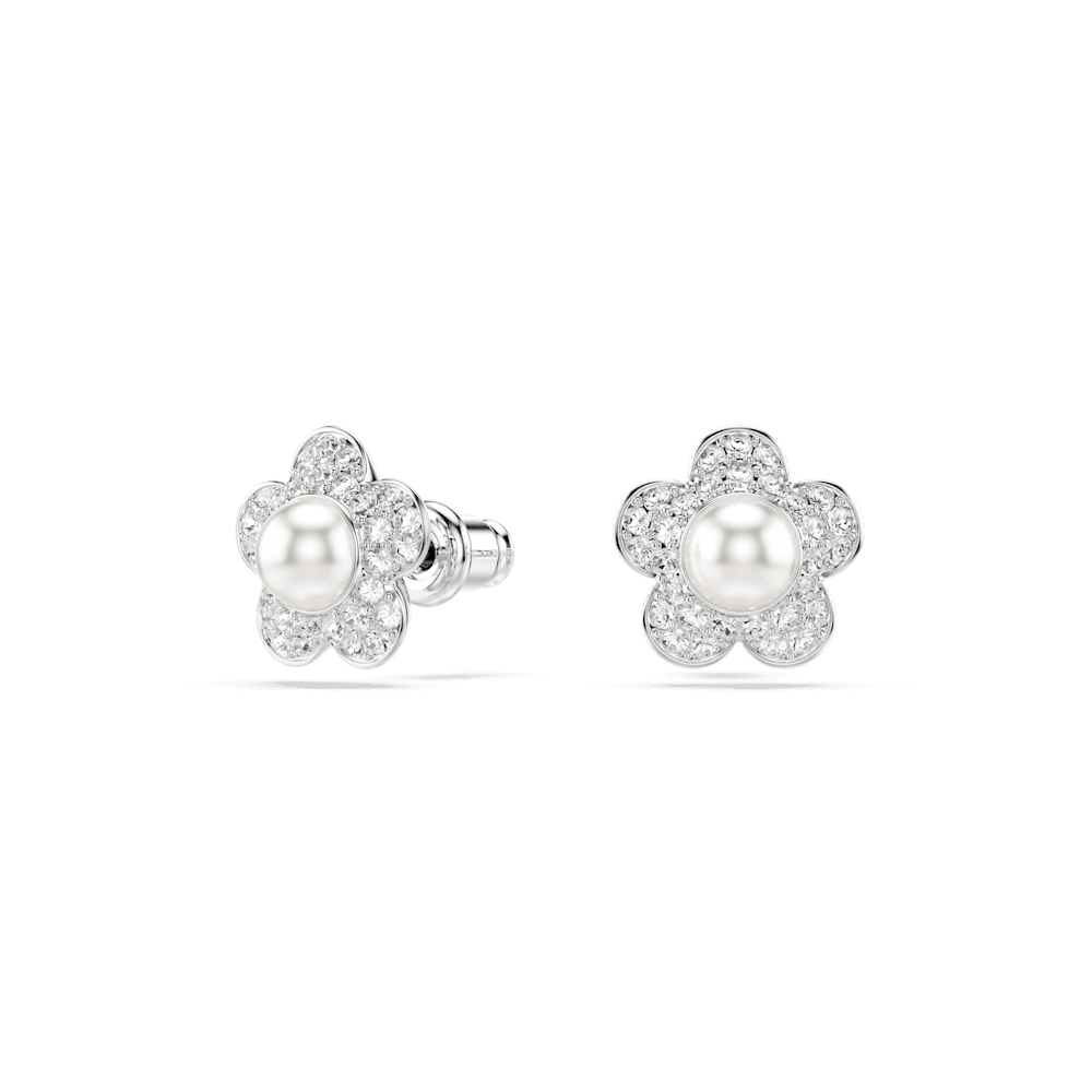 Orecchini a Lobo Ariana Grande x Swarovski Crystal Pearl Fiore Placcato rodio