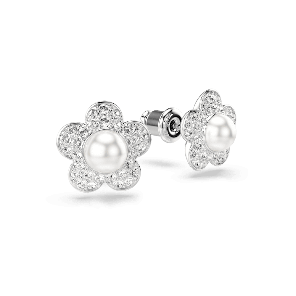 Orecchini a Lobo Ariana Grande x Swarovski Crystal Pearl Fiore Placcato rodio