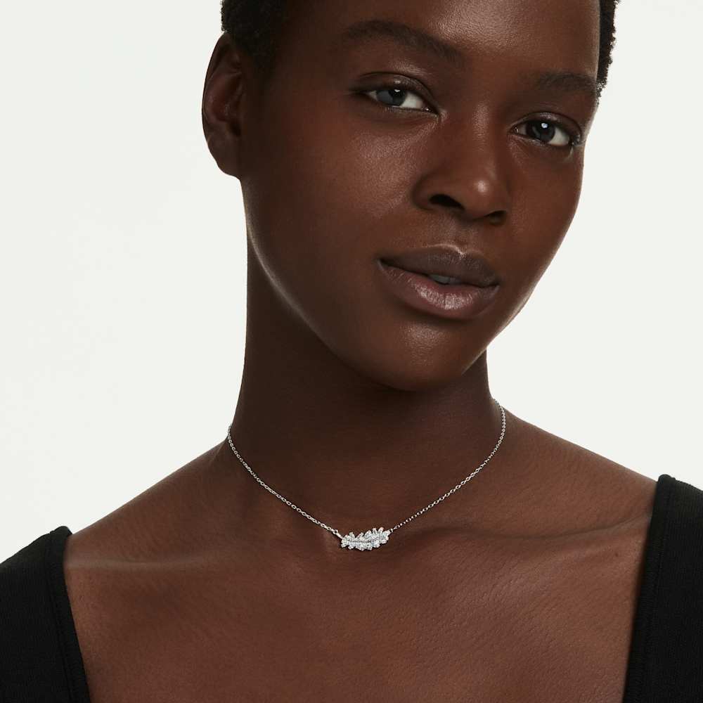 Collana con Pendente Swarovski Vienna Taglio misto Piuma Bianco Placcato Rodio