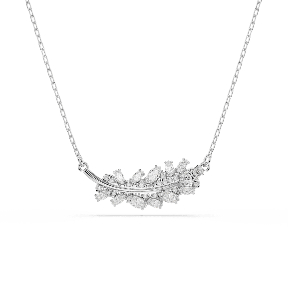 Collana con Pendente Swarovski Vienna Taglio misto Piuma Bianco Placcato Rodio