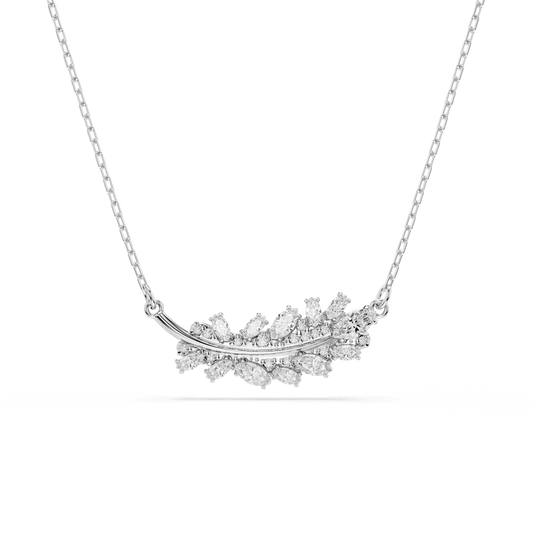 Collana con Pendente Swarovski Vienna Taglio misto Piuma Bianco Placcato Rodio