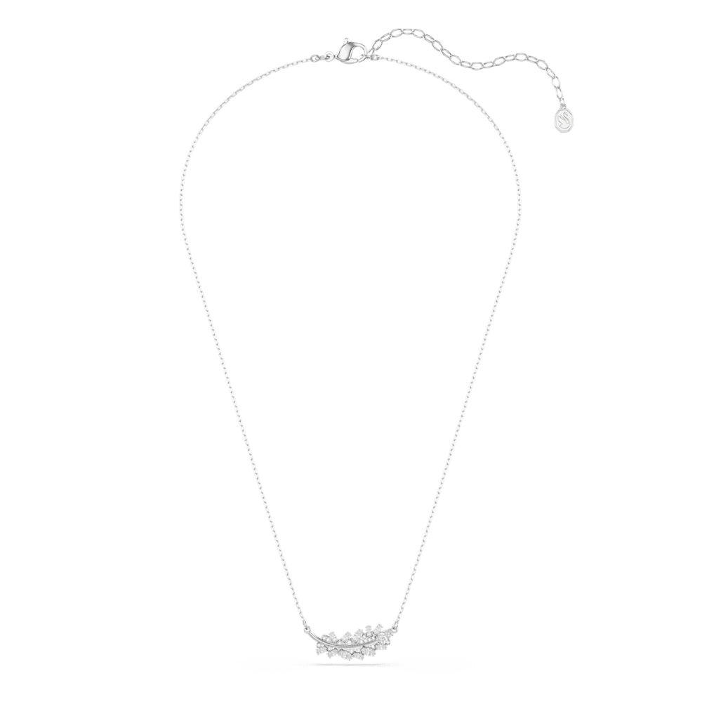Collana con Pendente Swarovski Vienna Taglio misto Piuma Bianco Placcato Rodio