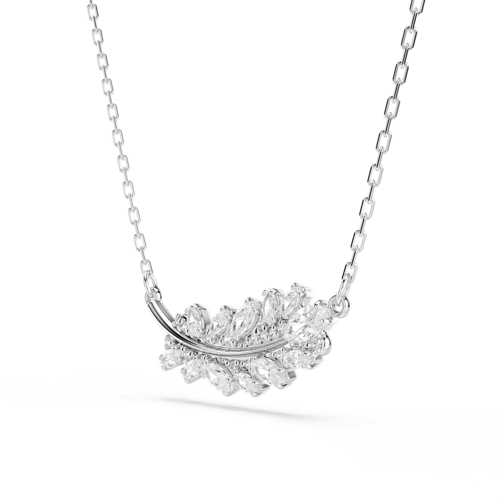 Collana con Pendente Swarovski Vienna Taglio misto Piuma Bianco Placcato Rodio