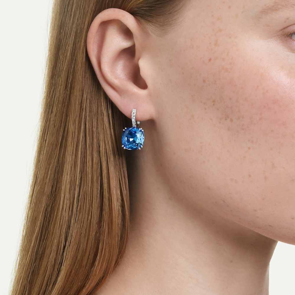 Orecchini Pendenti Swarovski Millenia Taglio Cushion Blu Placcato rodio