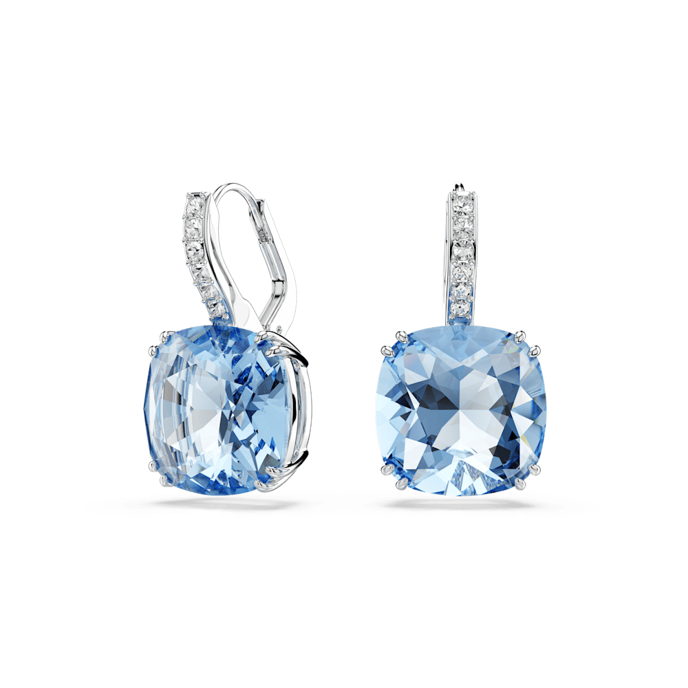 Orecchini Pendenti Swarovski Millenia Taglio Cushion Blu Placcato rodio