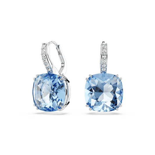 Orecchini Pendenti Swarovski Millenia Taglio Cushion Blu Placcato rodio