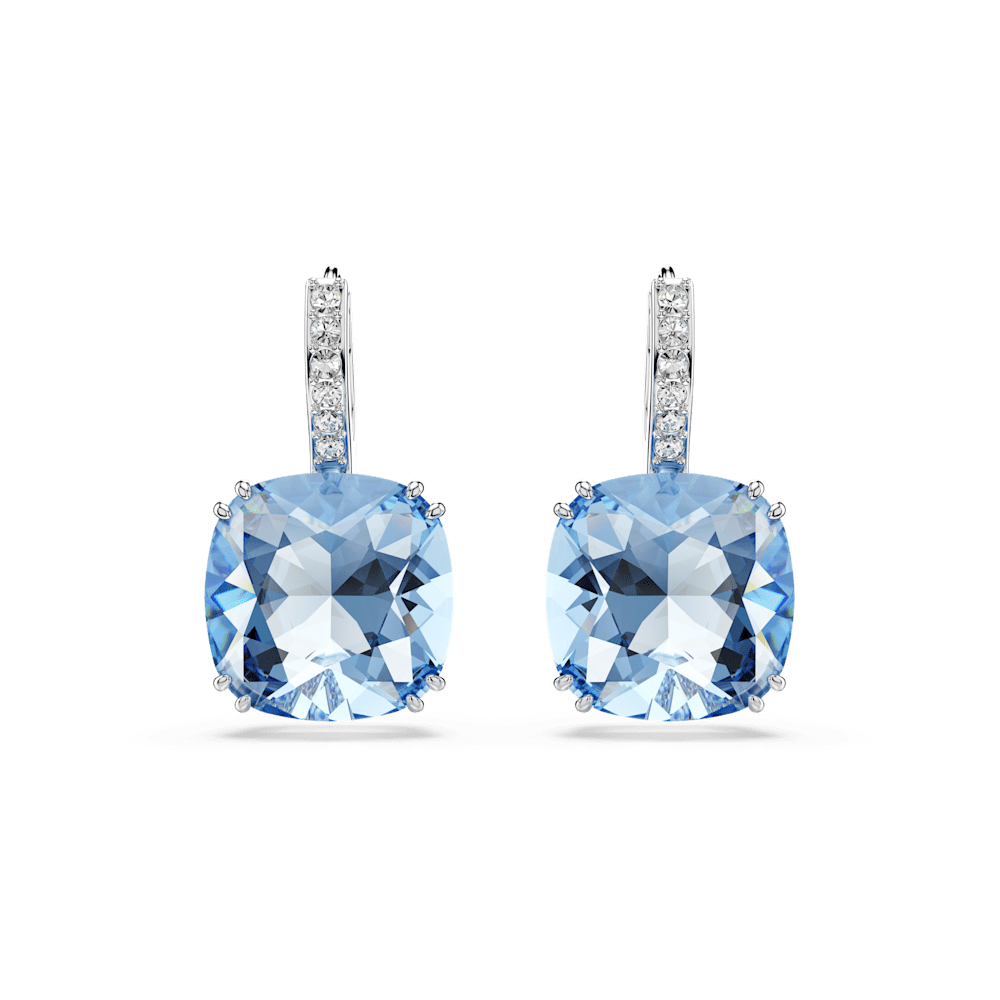 Orecchini Pendenti Swarovski Millenia Taglio Cushion Blu Placcato rodio