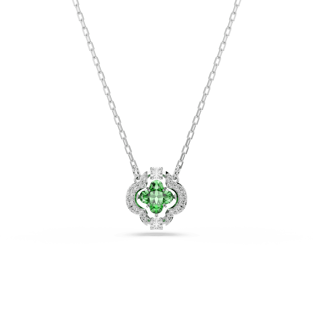 Collana Pendente Swarovski Una Angelic, Taglio misto, Verde, Placcato rodio